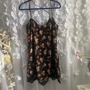 Black flowered mini dress